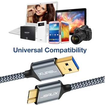 Micro USB 3.0 Kábel,Jsaux 5Gbps Rýchle Nabíjanie Kábel, USB Kábel Mobilný Telefón Káble pre Samsung Poznámku 3 S5 HDD Pevný Disk Kábel
