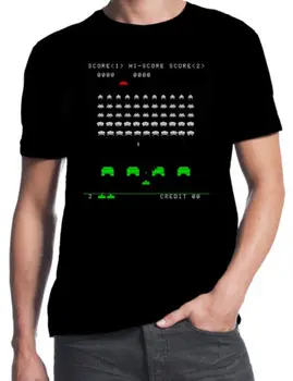 Vesmír Invaders Screenshot Klasické 70 ' 80 ' S Arcade Hra Geek, Blbecek Strany Značky 2019 Nový Človek Bavlnené Oblečenie Kreslené Tričká