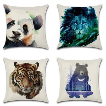 Eagle Tiger, Lev, Medveď panda bavlnená posteľná bielizeň polyester vankúš obliečka na vankúš dekorácie pre domov pohovka kreslo deti spálňa darček