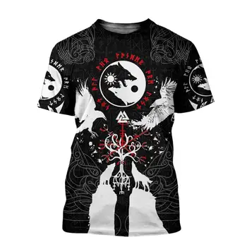 2020 Letné Módy Viking Odin Mens t-shirt Raven Tetovanie 3D Vytlačené Harajuku Krátke tričká Unisex Bežné topy KJ0147