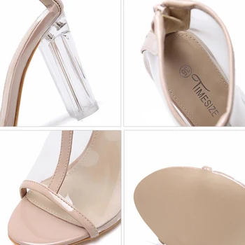 Ženy Sandále PVC Jelly Transparentné Päty Sandále Sandále Crystal Otvoriť Leňoch Vysoké Podpätky Letné Sandále Čerpadlá Topánky Pre Ženy 11 CM
