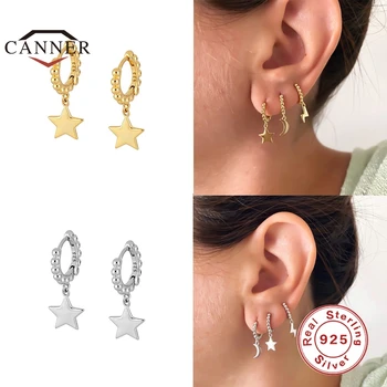 CANNER 925 Sterling Silver Náušnice pre Ženy Lightning Kríž Hoop Náušnice, Piercing Earings Šperky Okrúhle Náušnice pendientes