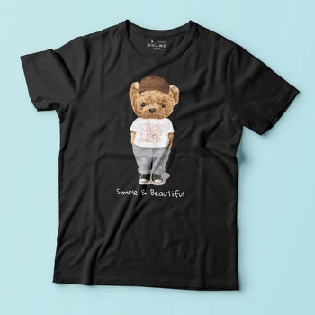 BLINGPAW Minimalistický Ženy Grafické T-shirt, Aby Život Jednoduché a Krásne Teddy-Krátke rukávy Topy Tees O-Krku Bežné Bavlna