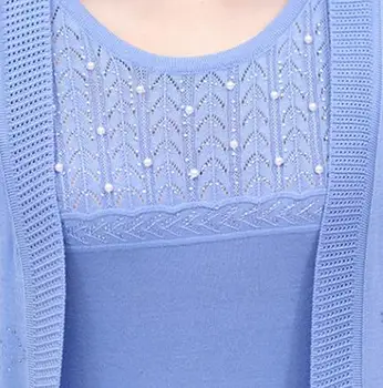 Clobee 2018 jeseň ženy stredného veku blusa tricot matka oblečenie set sa pletený sveter žena dlhý rukáv plus veľkosť sveter S243