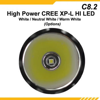 Nové KDLITKER C8.2 Cree XP-L HI Biela 6500K / Neutrálna Biela 5000K / Teplá Biela 3000K 1100 Lumenov LED Baterka - Black (1x18650)