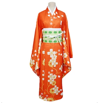 Saionji Hiyoko Kimono Hra Danganronpa 2 Cosplay Kostýmy Orange Šaty Sady Dievčatá Vlasy, Parochne Pre Ženy Halloween Party Oblečenie