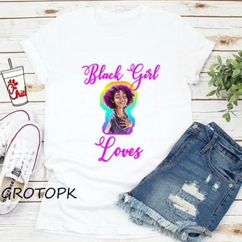 Čierny Dievča Magic T-shirt Čierna Dievča, Melanín, Poppin kórejský Štýl Top Tee Košele Gothic, Vintage Harajuku Žien T-shirt Žena