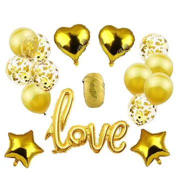 15pcs Valentína Svadobné Party Dekorácie Balóny Set Star Srdce Tvar Lásky Hliníkovej Fólie Konfety Hélium Balónoch