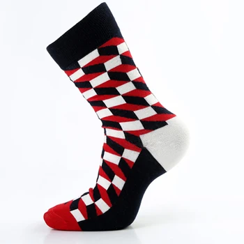 5 Pair/Veľa Česaná Bavlna Pánske Ponožky Happy Kompresné Ponožky Farebné Diamond Zábavnej Šaty Ponožky Mužov Veľké Veľkosti 39-46