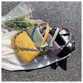 Móda Krokodíla Vzor Bageta tašky MINI PU Kožené Tašky cez Rameno Pre Ženy 2020 Reťazca Dizajn Luxusné Ruky Tašku Žena Cestovanie