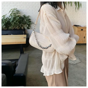 Móda Krokodíla Vzor Bageta tašky MINI PU Kožené Tašky cez Rameno Pre Ženy 2020 Reťazca Dizajn Luxusné Ruky Tašku Žena Cestovanie