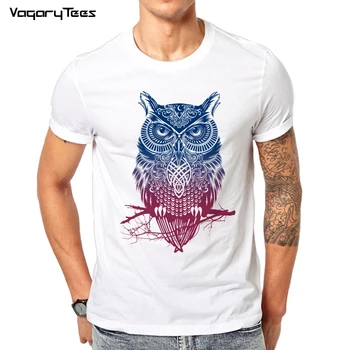 Najnovšie 2019 pánskej módy krátky rukáv noc bojovník sova vytlačené t-shirts zábavné Tetovanie tee košele Lumbálna O-krku populárne topy