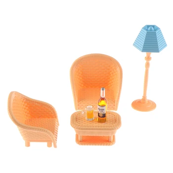 Vysoká Kvalita 6Pcs/súbor 1:12 domček pre bábiky Miniatúrne Obývacia Izba Nábytok, Stoličky, Lampy Čaj Stôl