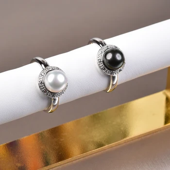 Nádherné 2 Farby 925 Silver Prírodných Sladkovodných Kultivovaných Pearl Prst Prstene pre Ženy, Darčeky Módne Šperky FEIGE