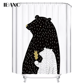 IBANO Sprchový Záves Medveď Vzor Vlastnú Kúpeľ Opony Nepremokavé Polyesterové Tkaniny Záves Pre Kúpeľňa S 12pcs Háčiky