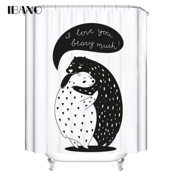 IBANO Sprchový Záves Medveď Vzor Vlastnú Kúpeľ Opony Nepremokavé Polyesterové Tkaniny Záves Pre Kúpeľňa S 12pcs Háčiky