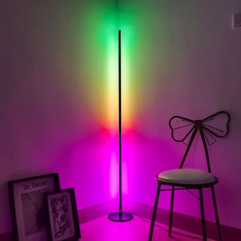 Nordic RGB LED Poschodí Lampa Spálňa Posteli Stojaca Lampa Farebné Vnútorné Osvetlenie Rohu Poschodí Svetlá Domova Svietidlá