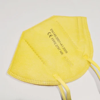 50 KS Žltá ffp2 kn95 masku, ochranné prachotesný pleťová maska pre mimo 5 Vrstiev Úst Maska KN95 Filtračný Respirátor na sklade