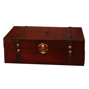Starožitný Drevený Treasure Box Dosková Hra Úložný Box pre Pokrové Karty Tarot Čačky Šperky a Home Decor