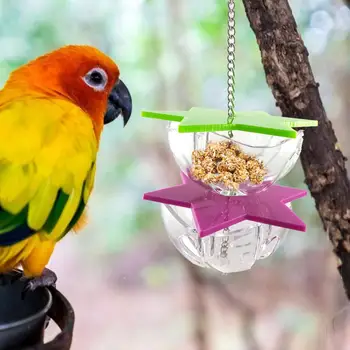 Vták Skus Hračky Papagáj Visí Liečbu Zelené Krmivo Hračka Feeder Akryl Šesťhranné Star A Multi-Layer Bird Food Box Birdcage Príslušenstvo