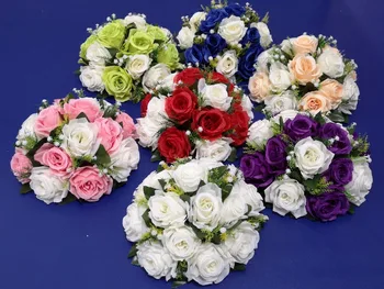 Umelé falošné kvety, svadobné dekorácie stola centerpieces kvet loptu ružová, biela, červená champagne fialová