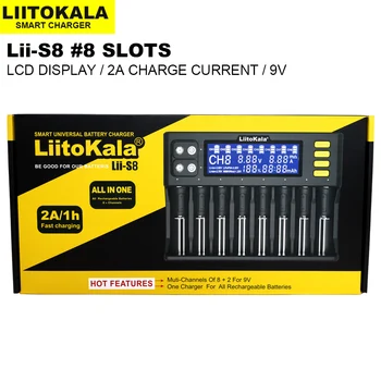 Nové LiitoKala Lii-S8 batérie, nabíjačky Li-ion 3,7 V NiMH 1.2 V, Li-FePO4 3.2 V IMR 3.8 V nabíjačka pre 18650 26650 21700 26700 AA AAA