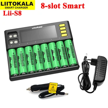 Nové LiitoKala Lii-S8 batérie, nabíjačky Li-ion 3,7 V NiMH 1.2 V, Li-FePO4 3.2 V IMR 3.8 V nabíjačka pre 18650 26650 21700 26700 AA AAA