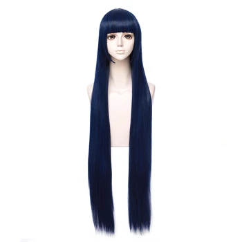 Hinata Hyuga Anime NARUTO 100 cm dlhé Rovné Čierne Modré Vlasy Elegantné Bang Cosplay Parochne + Parochňu Spp