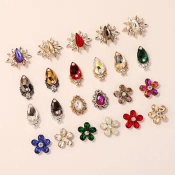 10pcs/veľa super veľké luxusné kovové Nail art šperky kvapka slzy Drahokamu kvet nechty častí dekorácie Nechtov Manikúra Príslušenstvo