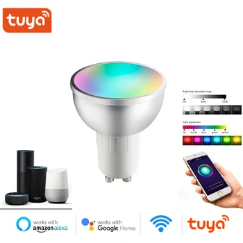 Tuya WiFi Smart Žiarovky GU10 LED Žiarovka Stmievateľné 5W RGB + Biela + Teplá Biela Ovládanie Hlasom Žiarovka Pracovať s Alexa / Domovská stránka Google App