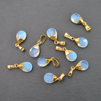 Nové opal agates wtaer kvapka tvar prívesky s zlata elektrolyticky pokrývajú , crystral quartz charms