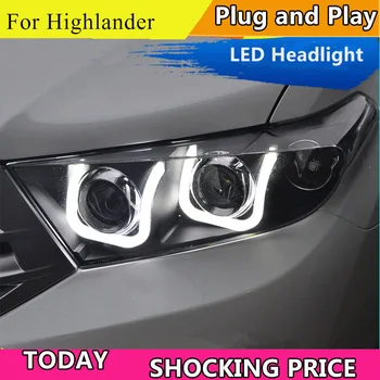 Auto Styling pre Toyota na roky 2012-Highlander Reflektor LED Reflektor LED DRL dvojité U hid predné svetlo Príslušenstvo