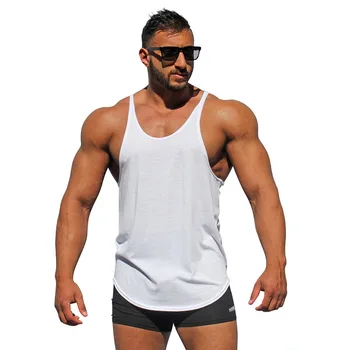 Tenký pás kulturistike telocvični tank topy mužov fitness pevné tričko bavlnené pánske tričko bez rukávov svalov šport kondičný beh beh vesty