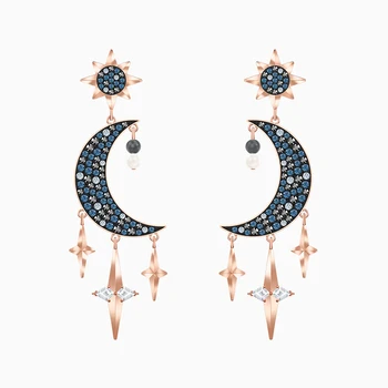 Módne šperky SWA symbolické čerstvé nočnej oblohe mesiac a hviezdy dekorácie Crystal Náhrdelník Kúzlo romantický darček