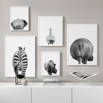 Zviera Zadok Zebra Králik Žirafa, Slon Wall Art Plátno Na Maľovanie Nordic Plagáty A Potlačou Obrazov Na Stenu Pre Obývacia Izba Dekor