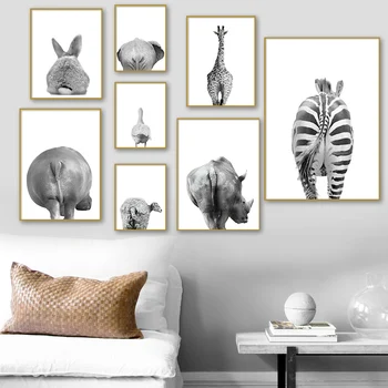 Zviera Zadok Zebra Králik Žirafa, Slon Wall Art Plátno Na Maľovanie Nordic Plagáty A Potlačou Obrazov Na Stenu Pre Obývacia Izba Dekor