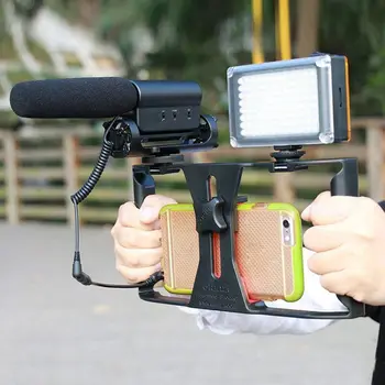 Klietka Plošinu Stabilizátor Smartphony Video Film Výroby Dvojité Rukoväť
