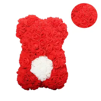 HORÚCE Valentines Day Darček 25 cm Červená Ruža Medvedík A Pes Ruže Kvet Umelé Dekorácie Vianočné Darčeky Ženy Valentines Darček