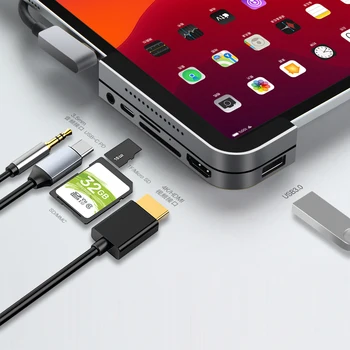 AJIUYU USB C ROZBOČOVAČ pre iPad Pro / Air4 Typ C Dock konektor USB 3.0 HDMI 3,5 mm PD Port Splitter Adaptér Converter Pre ipadpro 11 12.9 vzduchu 4