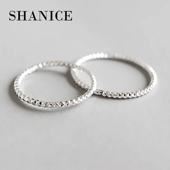 SHANICE Reálne Čistý 925 Sterling Silver Ring Módne Jednoduché Glint Gleam Výtvarného Krúžku Tenké malíčka Krúžok Pre Ženy Šperky
