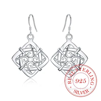 Reálne 925 Sterling Silver Náušnice Kórejský Vintage Geometrické Dlho Visieť Náušnice Pre Ženy 2020 Zapojenie Svadobné Šperky