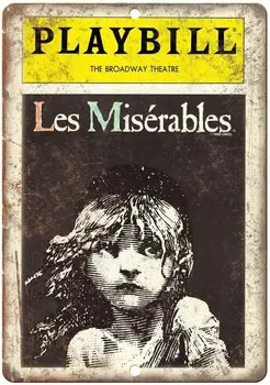Playbill Divadlo Broadway Les Miserables Tin Prihlásiť Vintage Stene Plagát Retro Železa Maľovanie Kovových Doska Plech na Bar, Kaviareň v Garáži