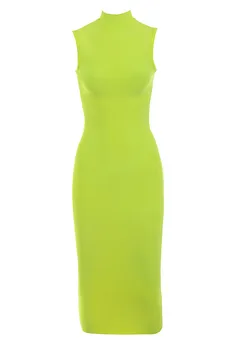 Ženy Sexy Letné Šaty Bez Rukávov Módne Neon Zelená Obväz Šaty Elegantné Bodycon Party Šaty Vestido
