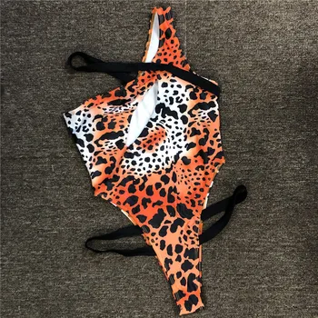 Sexy Vystrihnúť Kombinézu Ženy 2021 Jednodielne Plavky Leopard Jedného Pleca Plavky Žena High Cut Monokiny Tangá Plavky