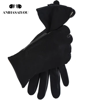 Jednoduché krátke dámske rukavice,Vysoký stupeň originálne dámske kožené rukavice,Matný kožené čierne kožené rukavice ženy - 0717