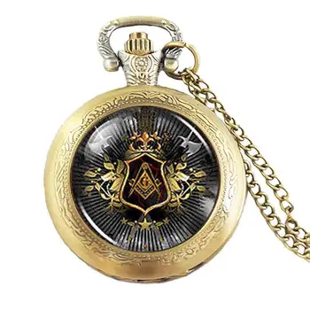 Steampunk Slobodomurárstva Zadarmo Mason Freemason Illuminati vreckové hodinky Náhrdelník sklo 1pcs/veľa mužov classis vintage 2017, ktorí reťazca