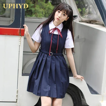 2021 New Horúce Preppy Štýle Japonskej Školy Šaty Biele Tričko, Vesta Šaty 2 ks Stredné Vysoké Školy Jednotný Kostým Anime Šaty