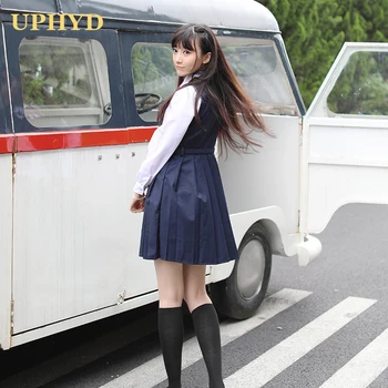 2021 New Horúce Preppy Štýle Japonskej Školy Šaty Biele Tričko, Vesta Šaty 2 ks Stredné Vysoké Školy Jednotný Kostým Anime Šaty