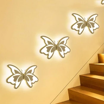 Kreatívne Motýľ Nástenné svietidlo Moderného Obývacej Miestnosti Deti Spálňa Akryl LED Nástenné Svietidlá Koridoru Uličkou Sconce Dekor 24W AC85-265V
