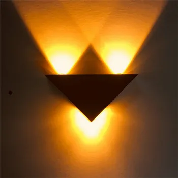 Morden LED Nástenné svietidlo Tvaru Trojuholníka 3W Vnútorné Osvetlenie Spálne Sconce Nástenné Svietidlo pre Domáce Dekorácie 110V 220V Hliník